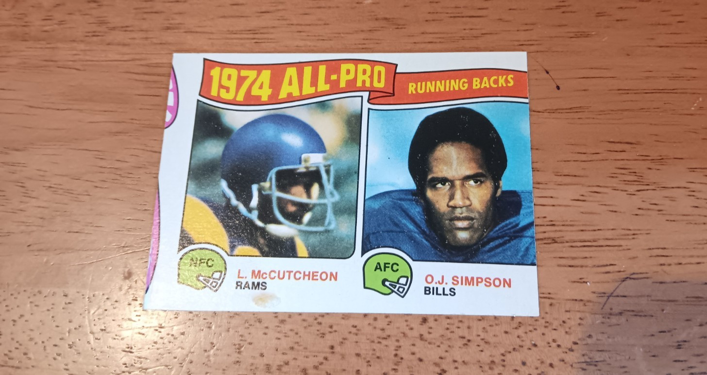 MISCUT - 1975 Topps  - 1974 All Pro O.J. Simpson, Lawrence McCutcheon #209