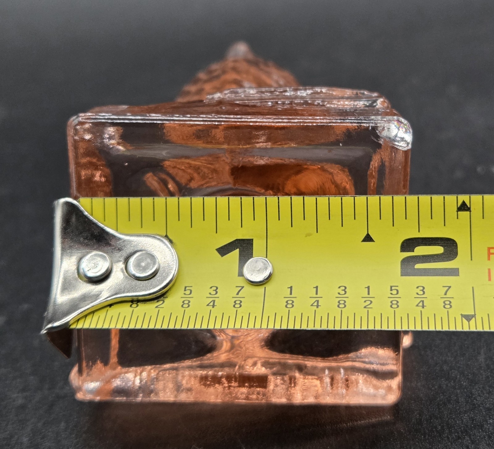 Vtg. Degenhart Peach/Pink Glass Wise Owl on Books Figurine Paperweight Cadmium