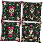  Day of The Dead Throw Pillow Covers 18x18 Set of 4 Dia De Los Muertos 