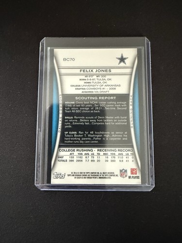 Felix Jones 2008 Bowman Chrome Rookie #BC70 - Picture 2 of 2