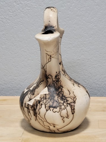 Horse Hair Pottery Wedding Vase Navajo Signed J Smith - Bild 7 von 9