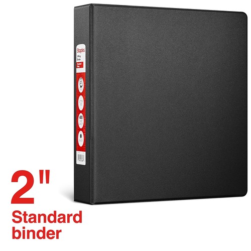 Staples Standard 2" 3-Ring Non-View Binder Black (26417-CC) 55357/26417 - Picture 2 of 5