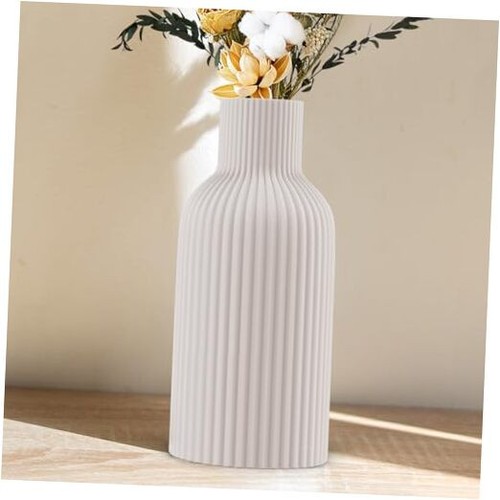 Vase, White Ceramic Flower Vase, Minimalist Modern Home Decor, Matte Finish - Picture 1 of 7