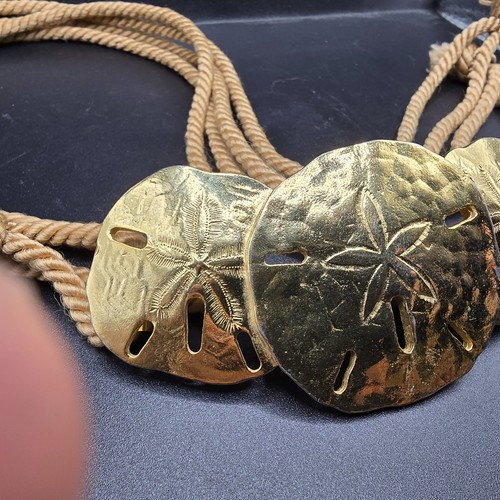 Vintage goldfarbener Sand Dollar Gürtel Seil gekordelt ~ 55" Strand Maritim - Bild 2 von 8