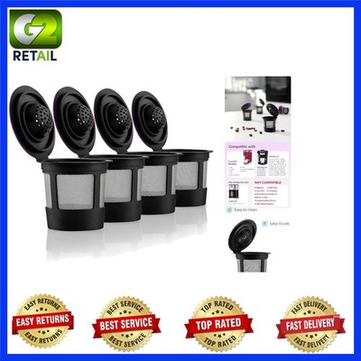 4 Black Reusable K Cups for Keurig - Micro Mesh Technology for Fresh Flavor