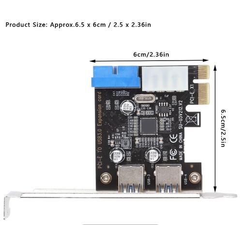 USB3.0 Erweiterungskarte 2 Port 19 Pin 4P PCIE zu Karte Controller Adapter - Bild 8 von 10