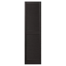 15 In. X 55 In. Open Louvered Polypropylene Shutters Pair in Peppercorn
