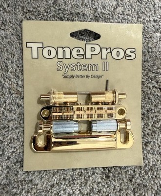 LPM02-G TonePros Metric Thread Locking Bridge/Tailpiece Set Gold Finish
