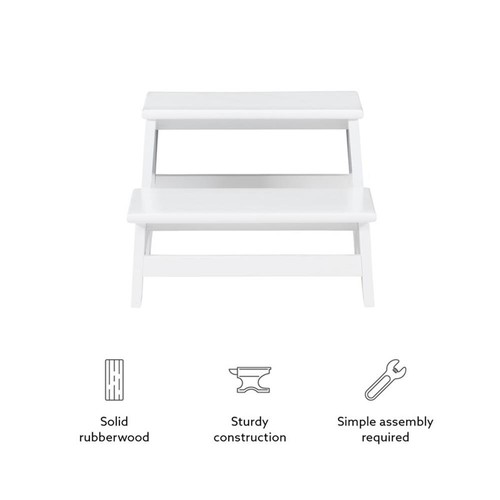Taburete de madera Linon Tyler para cama en blanco - Imagen 14 de 15
