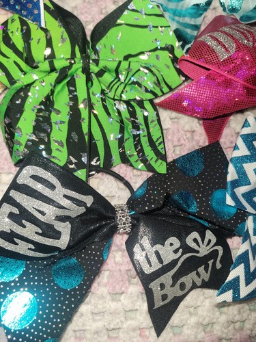 Lot of 14 Cheer Bows - Rhinestone,   Zebra, Cheetah, I Base, Etc - Picture 4 of 9