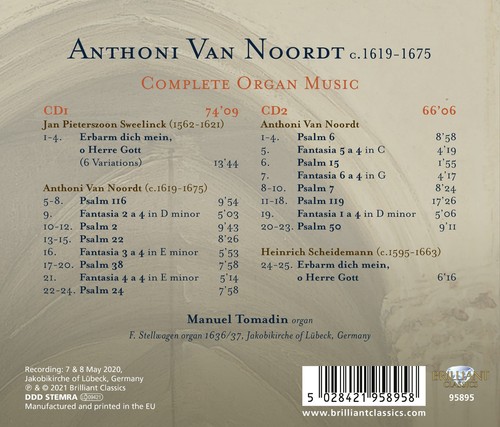 Anthoni Van Noordt: Complete Organ Music / Manuel Tomadin 2CD NEW SEALED - Picture 2 of 2