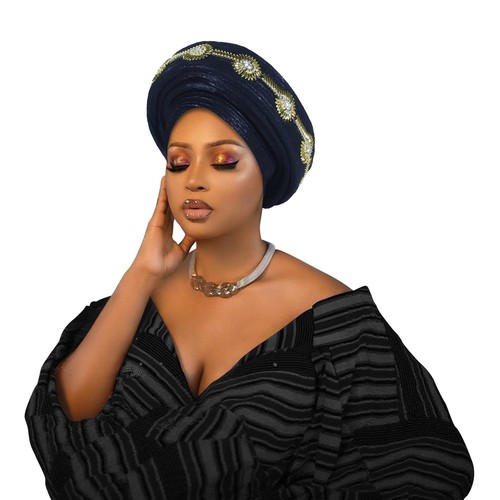 African Women Turban Cap Fashion Diamond Auto Gele Hat Solid Color Wedding Cap - Picture 21 of 38