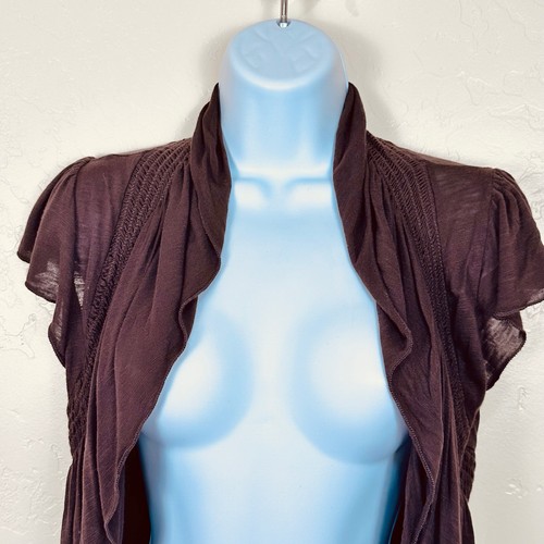 Cardigan Medium Brown Waterfall Open Shrug Flutter Fairycore Whimsigoth Boho - Picture 3 of 8