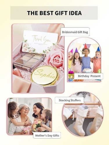 Compact Mirror for Purse, Double-Sided 1X/2X Magnifying Metal Pocket Makeup - Picture 7 of 9