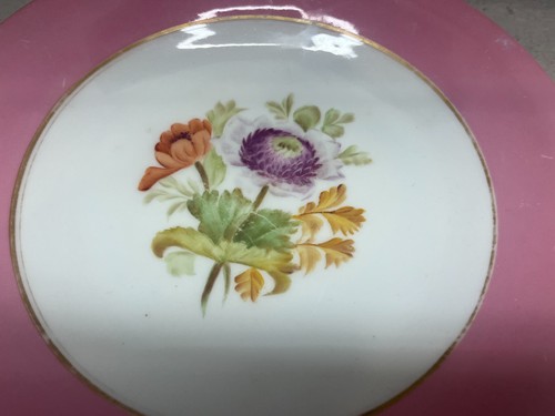 Vintage cake stand Dish pink with flowers - Picture 4 of 6