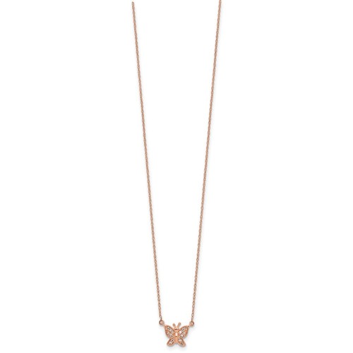 10k Rose Gold Diamond Pendant Necklace 18" 0.49gm Gift for Mother - Picture 2 of 5