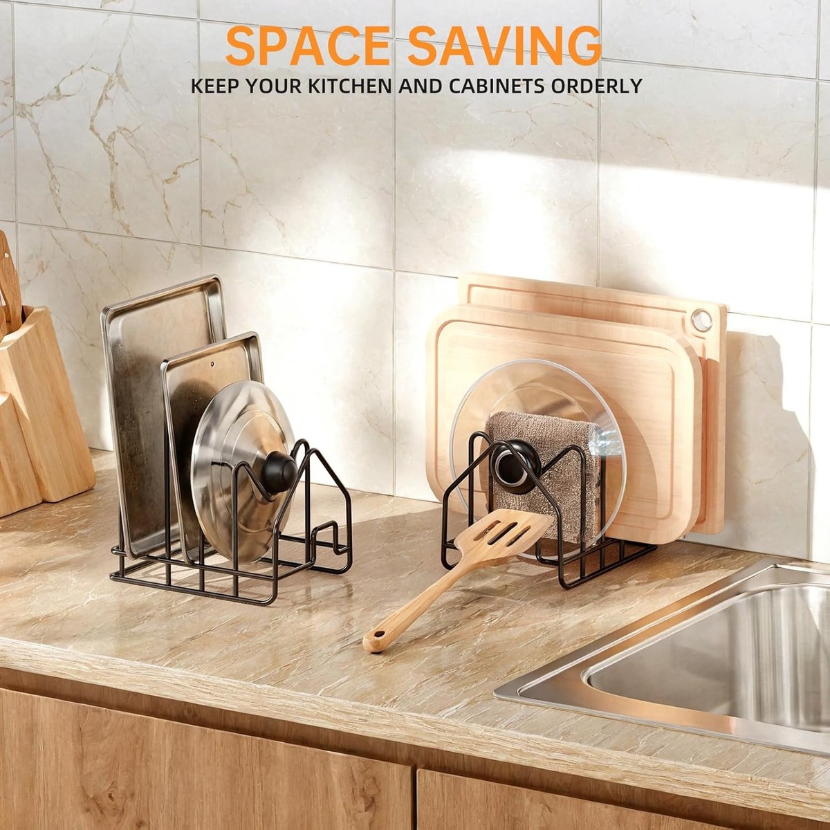 Cutting Board Holder Chopping Boards Organizer Holder Kitchen Countertop Pot Pan
