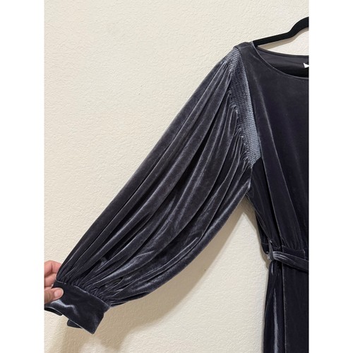 Abito Calvin Klein in velluto nuovo senza etichette manica vescovo cravatta vita festa cocktail ospite - Foto 5 di 7