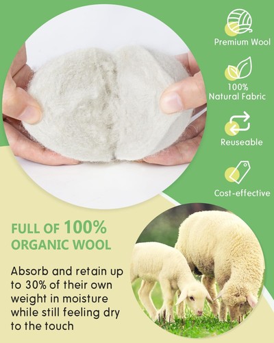 Wool Dryer Balls with Dryer Sheet Holder Set- Dryer Balls Laundry Reusable an... - Picture 3 of 6