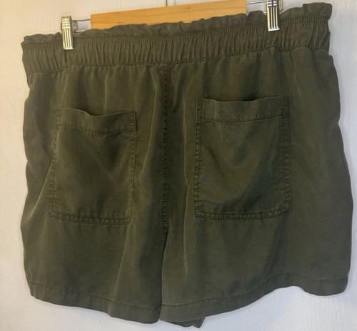 LOFT High Waist Shorts Women Size XL Paper Bag Waist Pull On Pockets GREEN NEW - Picture 4 of 7