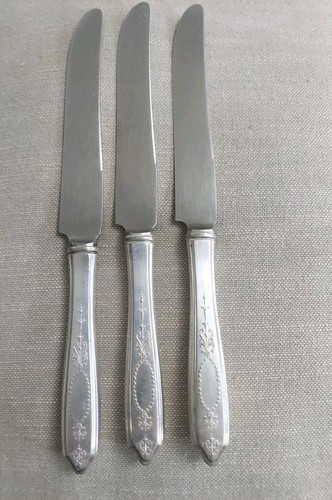 Vintage ROGERS & BRO SILVER PLATE - INSICO Dinner Knives Set Of 3 - Picture 4 of 6