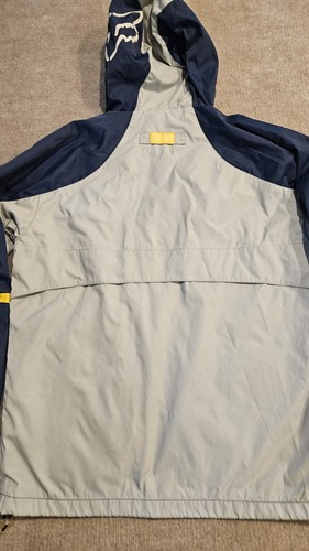 Fox Racing Jacket Windbreaker Center Logo Blue/Yellow Mens Medium - Picture 7 of 8