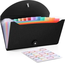 Nicecho Receipt Coupon Organizer, 13 Pockets Small Accordion File Black