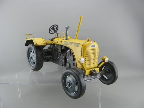 Decorative Metal Tin Plate 13" Replica Yellow Surrey County Council Farm Tractor - Picture 3 of 9