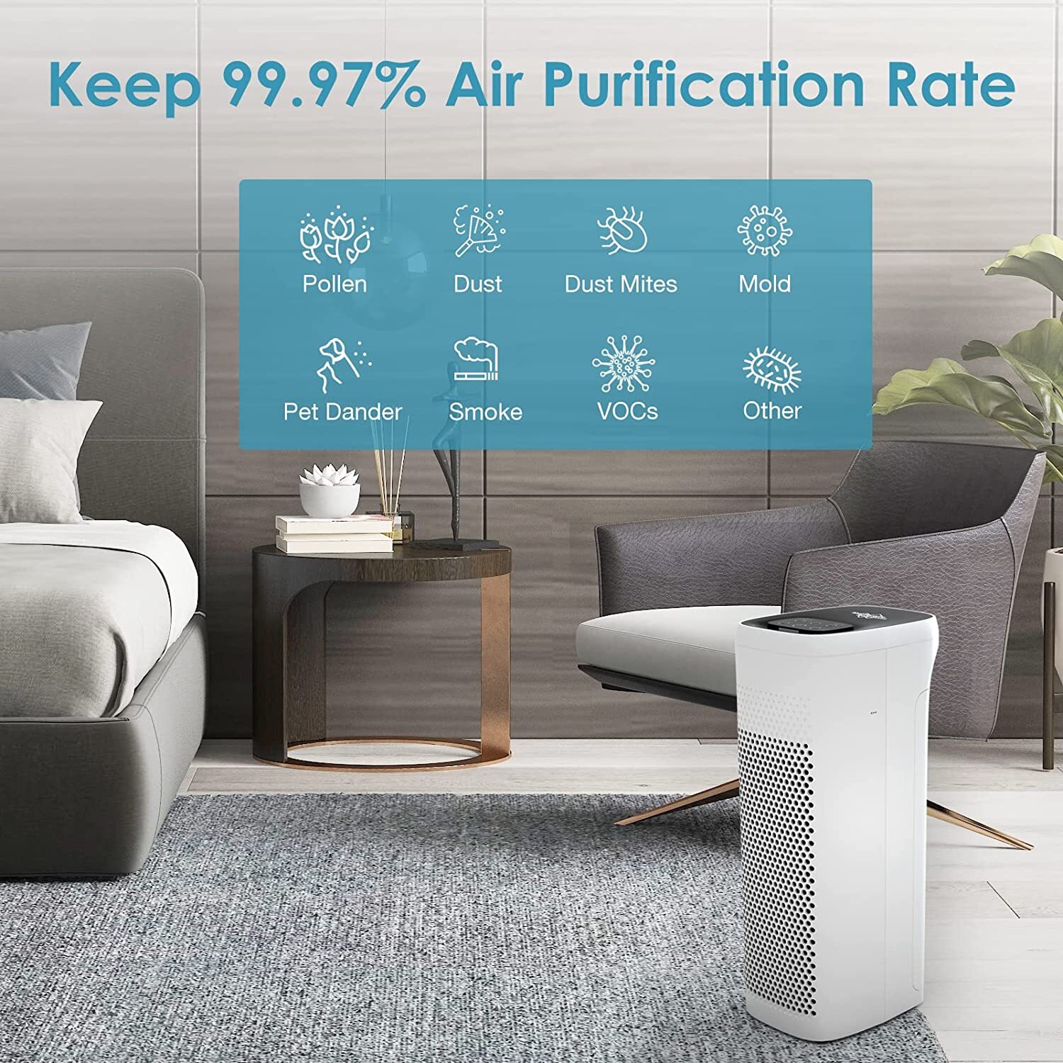 Air Purifiers For Bedroom Home Large Room True HEPA Washable Filter Air Cleaner