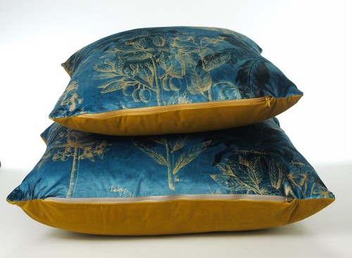 Printed Velvet Cushion Covers Small or Large Floral and Classics Plain Reverse  - Picture 4 of 16