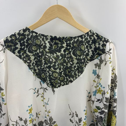 Camicetta donna Figueroa & Flower bianca floreale boho scollo a V taglia small - Foto 8 di 11