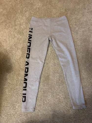 Under Armour Girls Youth Leggings Size Youth Large YLG Gray w/ Black - EUC