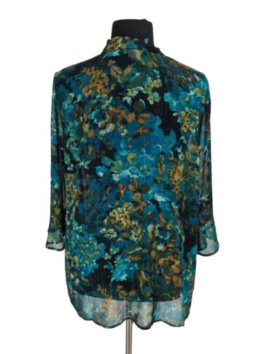 CATHERINES Women Button Tunic Top Plus Size 2X Floral Sheer No Camisole 244A - Picture 3 of 6