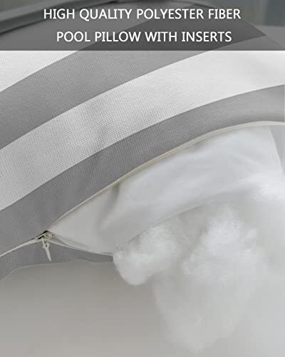 Grey Striped Outdoor Pillows with Insert 2PCS (11x16 inch) Grey White Stripe - Picture 8 of 8