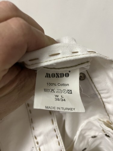 Men’s MONDO Designer Denim Jeans Size 38x34 White/Cream Color - Picture 10 of 11