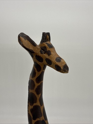 Vintage African Style Giraffe Wood Hand Carved Figurine Statue 12" Decor - Picture 9 of 22