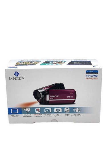 Minolta MN90NV 1080p HD Touchscreen Camcorder Maroon - Picture 1 of 2