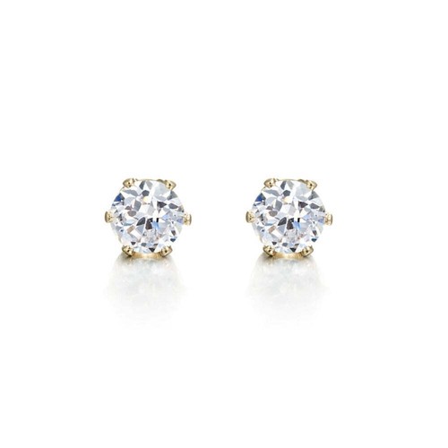 18ct Heavy Yellow Gold Plated & Simulated Diamond Stud Earring - USA Made - Bild 2 von 2