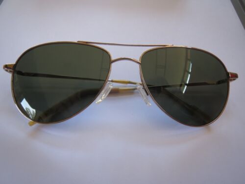 Oliver Peoples Sunglasses OV1002S 5035/52 Benedict Gold Aviator w/ Green Lens