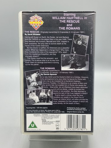 Doctor Who : The Rescue / The Romans VHS - Double Pack - BBC - Hartnell - Picture 2 of 3