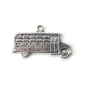 School-Bus-Silver-Charms-23mm-5-or-10-Pieces