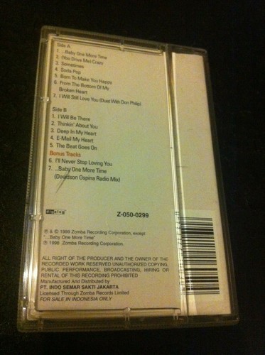 Britney Spears ...baby one more time Cassette crazy 1999 Jive z-050-0299 pop htf - Picture 2 of 4