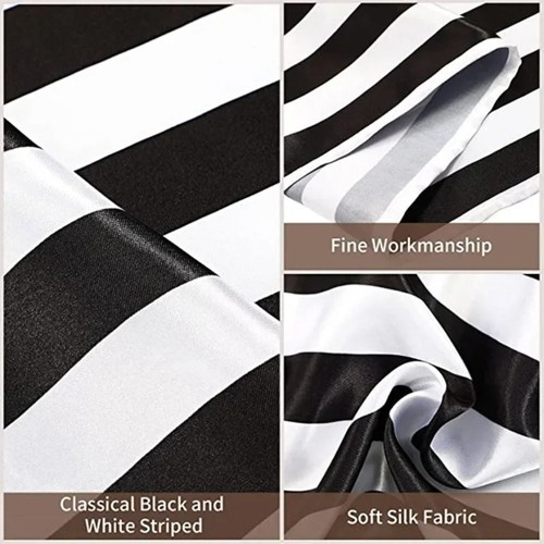Satin Fabric Striped Table Runner Rectangular Table Cover Tablecloth Kitchen - Picture 6 of 11
