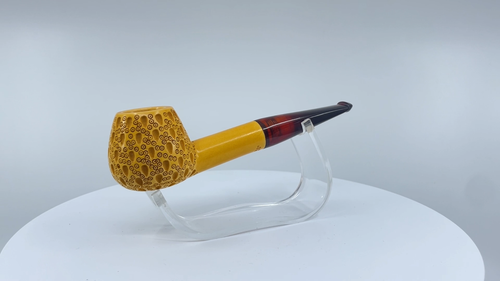 S.Yanik Meerschaum Pipe Hand Carved Lattice Ornament Tomato Shaped Smoking Pipe - Video 1 of 1