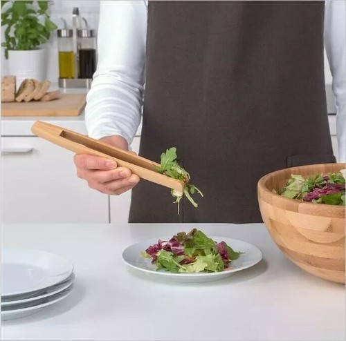 IKEA Tong 24cm Bamboo Non Stick Tong Salad Serving Home, Kitchen Utensil New - Picture 2 of 4