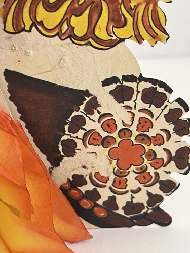Vintage Thanksgiving Die Cut Honeycomb Tissue Pilgrim Boy Cornstalk Denmark - Imagen 5 de 5