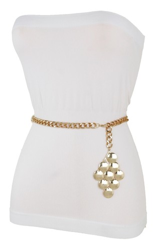 Women Gold Metal Chain Chunky Hip Waist Fashion Belt Greaps Retro Buckle XS S M - Picture 7 of 12