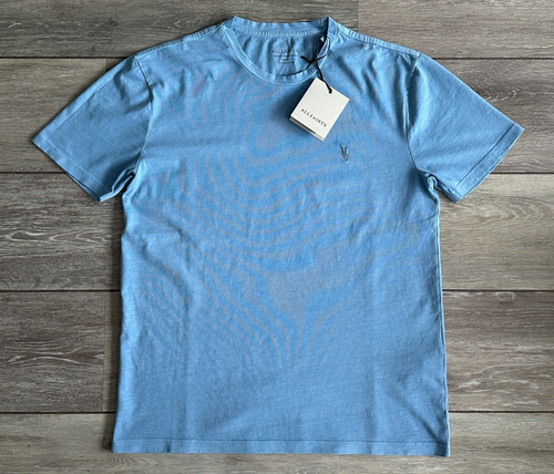 ALL SAINTS PEACE BLUE "OSSAGE" SLIM S/S CREW LOGO T-SHIRT TOP - MEDIUM - NEW TAG - Picture 3 of 9