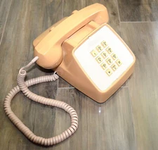 Vintage GTE Automatic Electric PUSH BUTTON TELEPHONE Single Line  in Tan color
