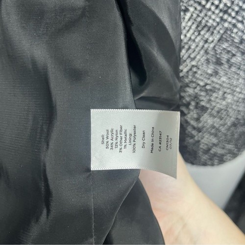 Talbots overcoat women’s size 8 wool tweed black white button collar - Picture 4 of 5